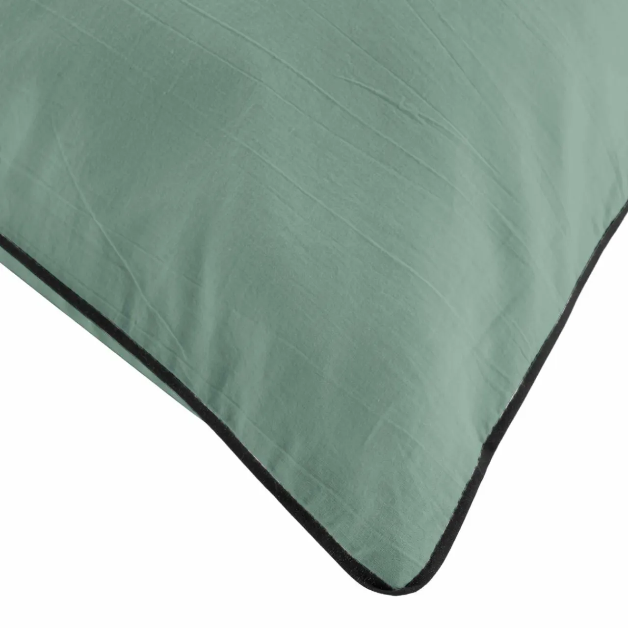 DOUCEUR D'INTERIEUR Housse de couette et deux taies coton lavé (260 x 240 cm) Linette Vert sauge Best