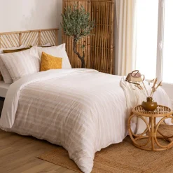 Atmosphera, cru017dateur d'intu017drieur Housse de couette et deux taies coton (260 x 240 cm) Dobby Terracotta Hot