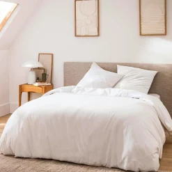 douceur d'intu017drieur Housse de couette et deux taies d'oreiller coton (240 x 220 cm) Meline Blanc Discount