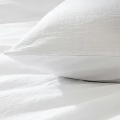 douceur d'intu017drieur Housse de couette et deux taies d'oreiller coton (240 x 220 cm) Meline Blanc Discount