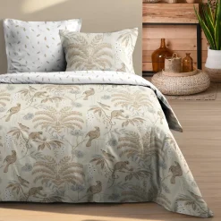 STOF Housse de couette et deux taies d'oreiller en coton (260 x 240 cm) Dabali Ecru Hot