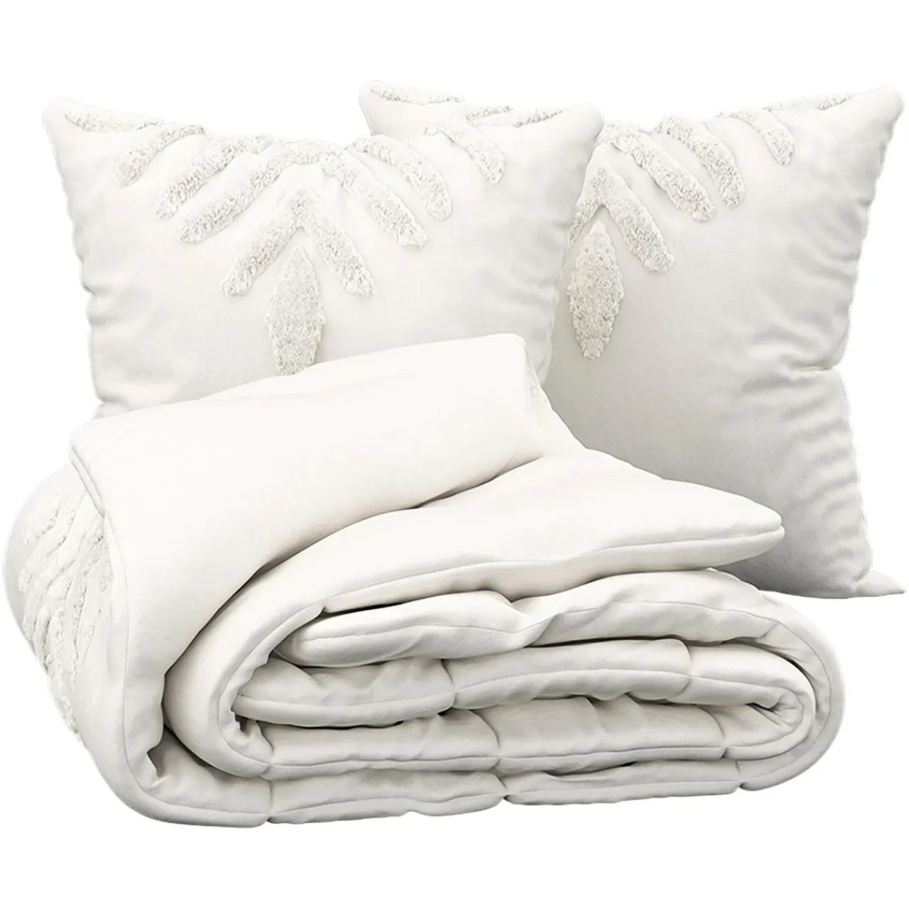 Atmosphera, cru017dateur d'intu017drieur Housse de couette et deux taies coton lavé (240 x 220 cm) Inu Ecru Clearance