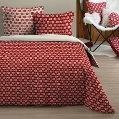 STOF Housse de couette et deux taies coton (240 x 220 cm) Valgenis Rouge New