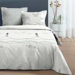 STOF Housse de couette et deux taies en coton (240 x 220 cm) Bordemer Ecru Outlet