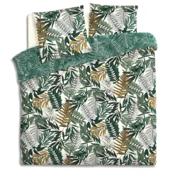 ATMOSPHERA Housse de couette et deux taies coton (240 x 220 cm) Tropik e Vert Online