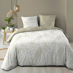 DOUCEUR D'INTERIEUR Housse de couette et deux taies coton (260 x 240 cm) Cassia Beige Outlet
