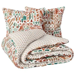Atmosphera, cru017dateur d'intu017drieur Housse de couette et deux taies coton (240 x 220 cm) Ikat Multicolore Clearance