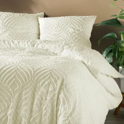 douceur d'intu017drieur Housse de couette et deux taies microfibre tuftée (260 x 240 cm) Heltie Ivoire Sale