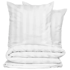 ATMOSPHERA Housse de couette et deux taies satin de coton (260 x 240 cm) Isadora he Blanc Sale