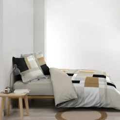 douceur d'intu017drieur Housse de couette et deux taies percale de coton (240 x 220 cm) Ulysse Multicolore Discount