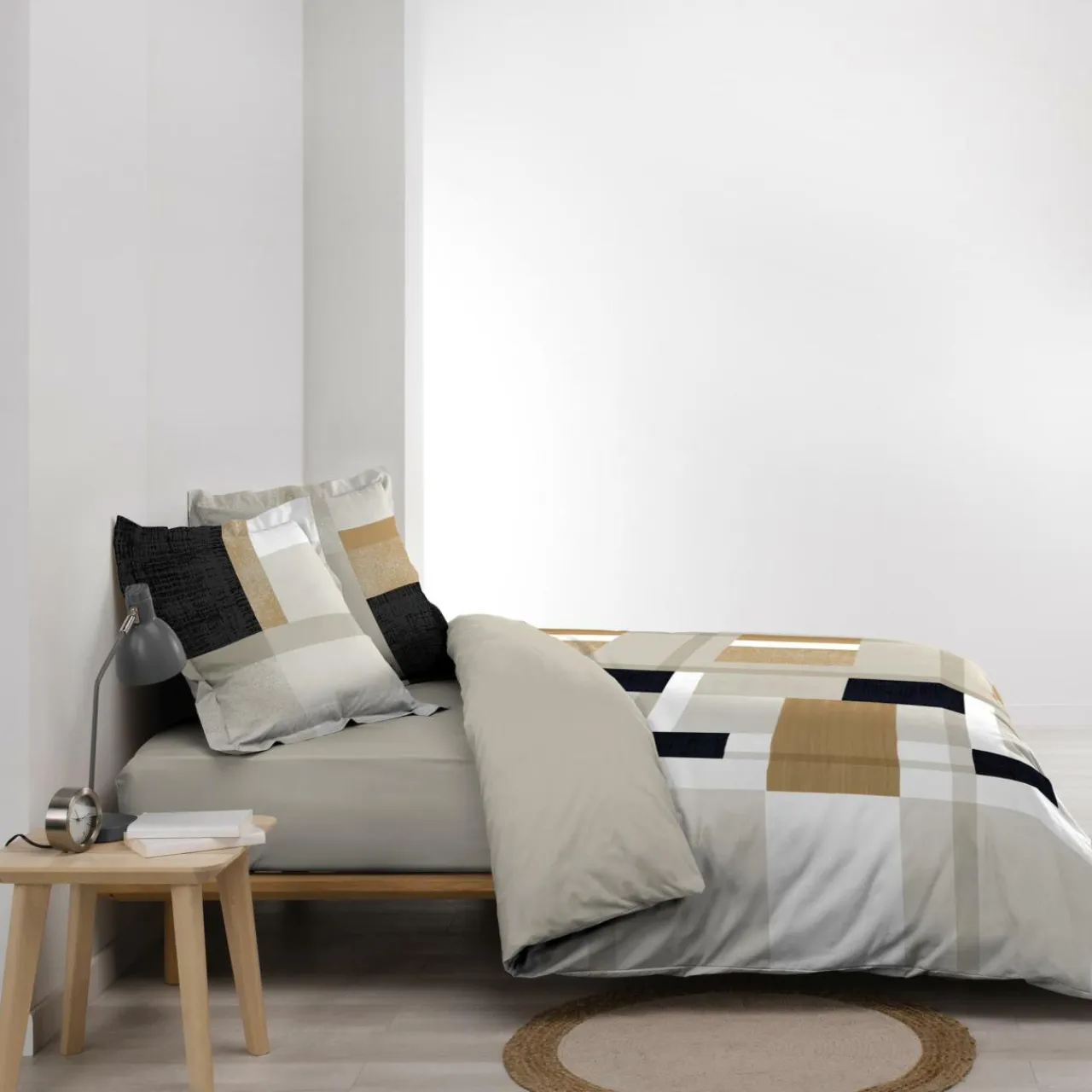 douceur d'intu017drieur Housse de couette et deux taies percale de coton (240 x 220 cm) Ulysse Multicolore Discount