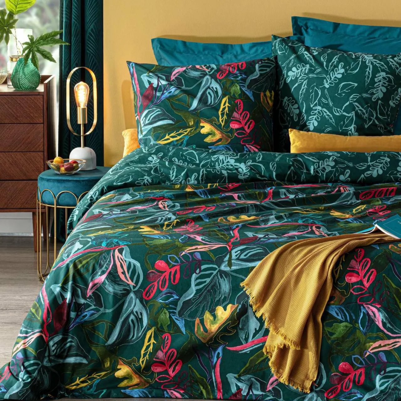 ATMOSPHERA Housse de couette et deux taies coton (240 x 220 cm) Selva Multicolore Best