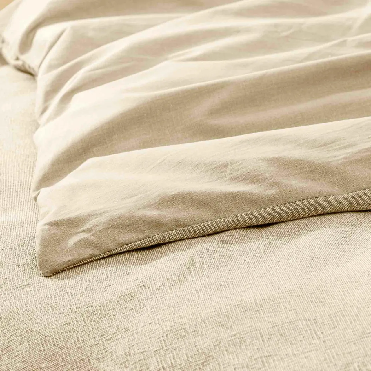 douceur d'intu017drieur Housse de couette et deux taies d'oreiller coton (260 x 240 cm) Meline sable Beige Online