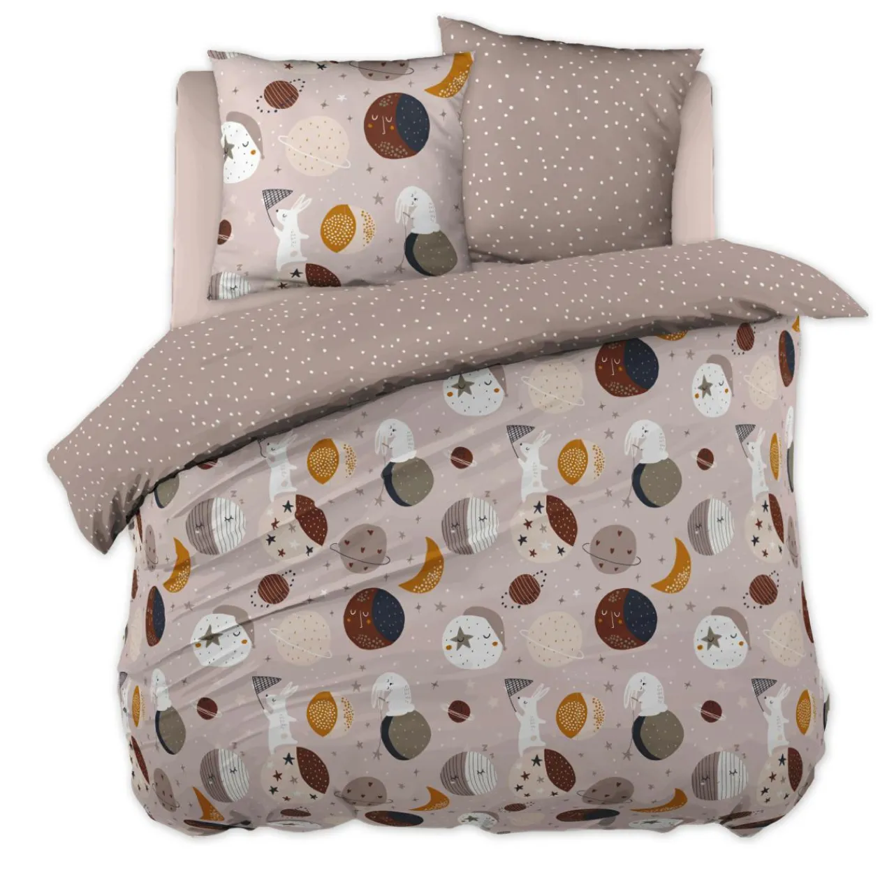 L'effet papillon Housse de couette et deux taies enfant coton (200 x 200 cm) Sky Dream Rose Discount