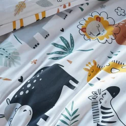 L'effet papillon Housse de couette et deux taies enfant coton (240 x 220 cm) Savane Multicolore Hot