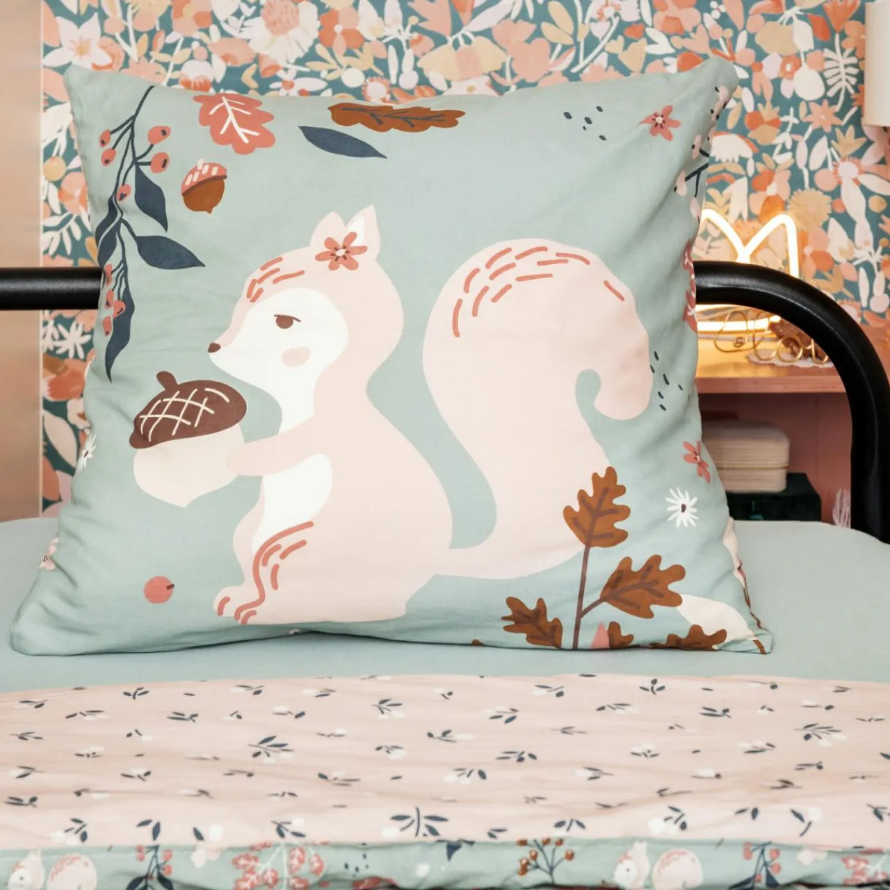 L'EFFET PAPILLON Housse de couette et deux taies enfant coton (240 x 220 cm) Tamia Multicolore Discount