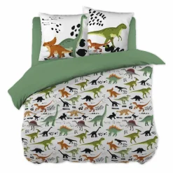 L'EFFET PAPILLON Housse de couette et deux taies enfant coton (240 x 220 cm) Cretace e Vert Sale