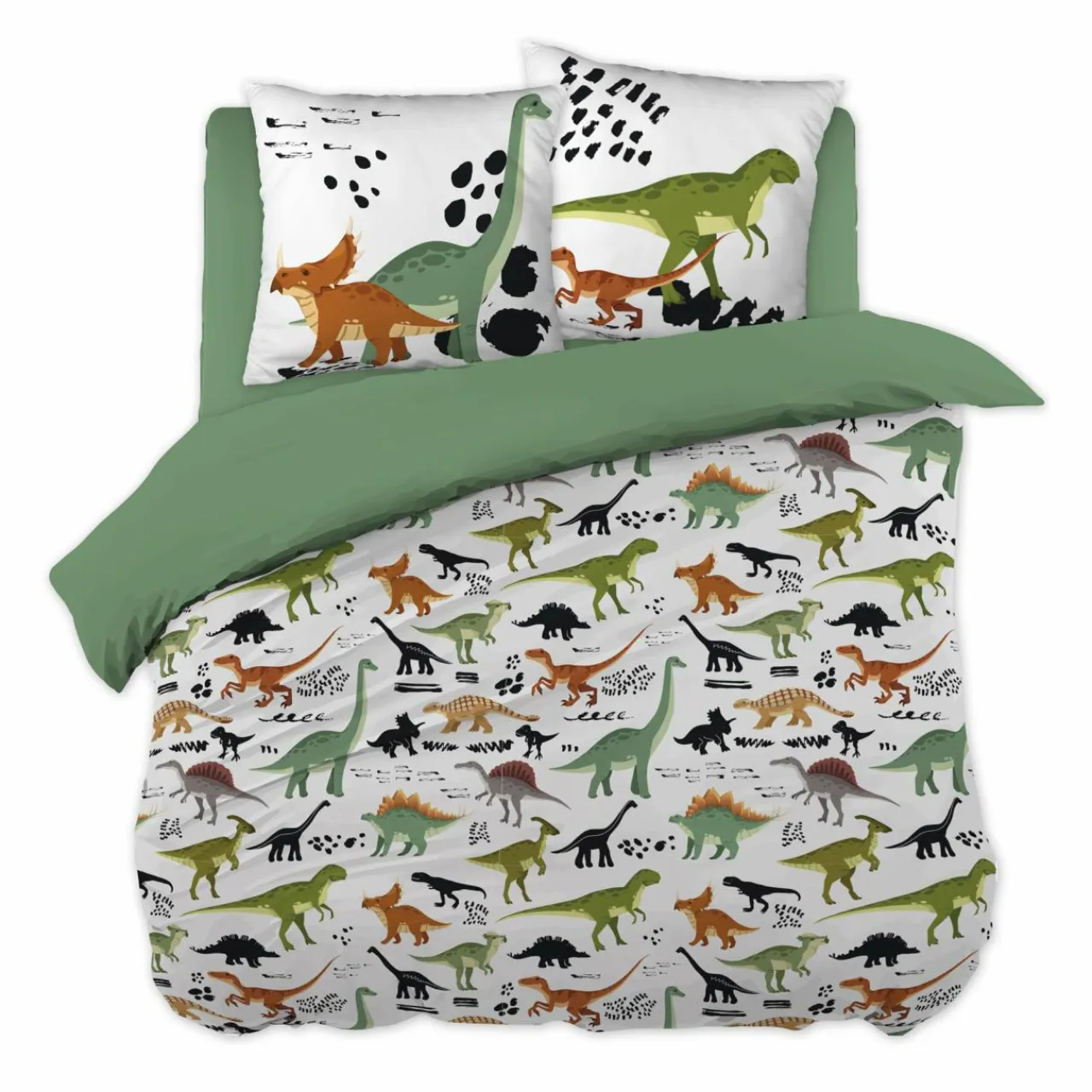 L'EFFET PAPILLON Housse de couette et deux taies enfant coton (240 x 220 cm) Cretace e Vert Sale
