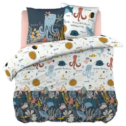 L'EFFET PAPILLON Housse de couette et deux taies enfant coton (240 x 220 cm) Octopia Multicolore Hot
