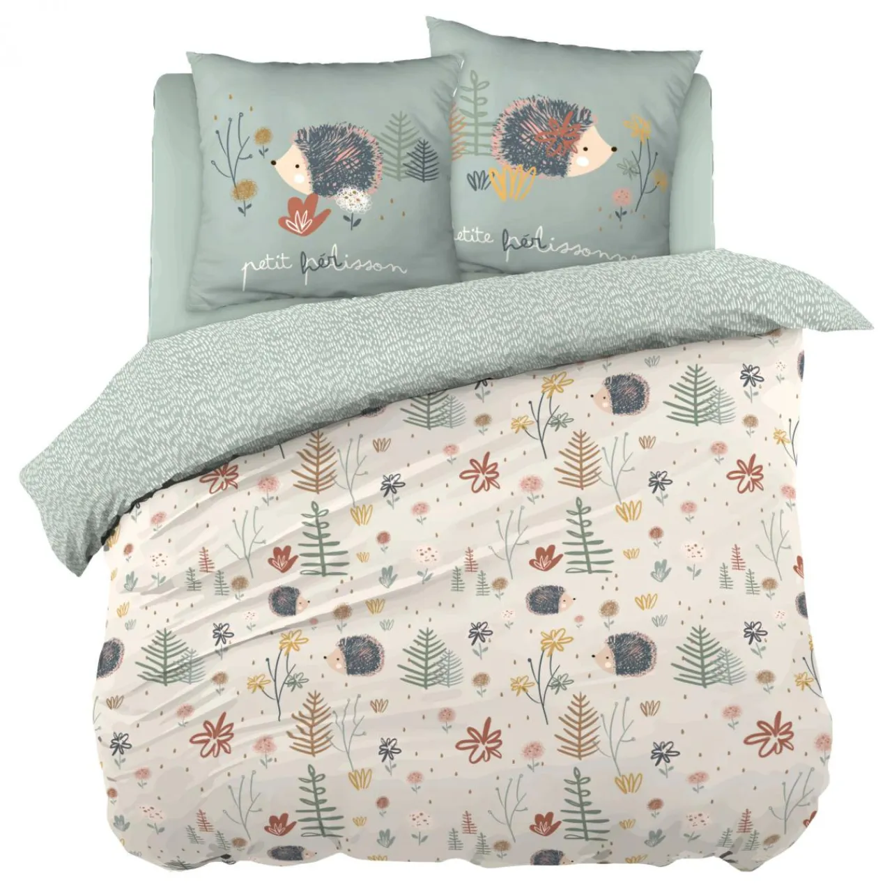 L'EFFET PAPILLON Housse de couette et deux taies enfant coton (200 x 200 cm) Polisson Multicolore New