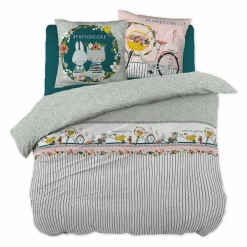 L'EFFET PAPILLON Housse de couette et deux taies enfant coton (240 x 220 cm) Jardinage Multicolore Hot