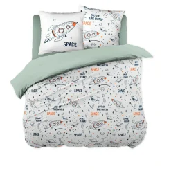 l'Effet Papillon Housse de couette et deux taies enfant coton (200 x 200 cm) Galaxie he Blanc Best