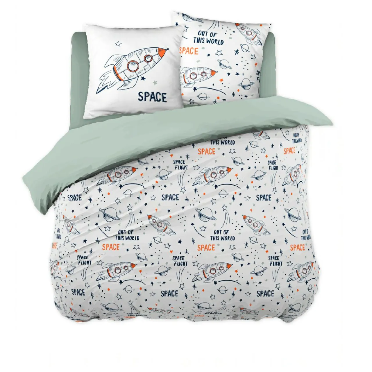 l'Effet Papillon Housse de couette et deux taies enfant coton (200 x 200 cm) Galaxie he Blanc Best