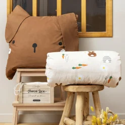 L'EFFET PAPILLON Housse de couette et deux taies enfant coton (200 x 200 cm) Pompon Marron Best