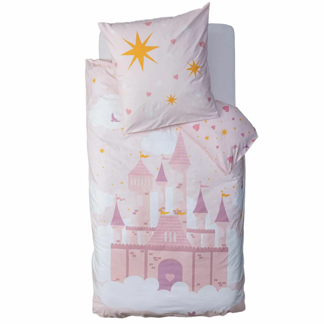 ATMOSPHERA Housse de couette et une taie enfant coton (140 x 200 cm) Château Rose Clearance