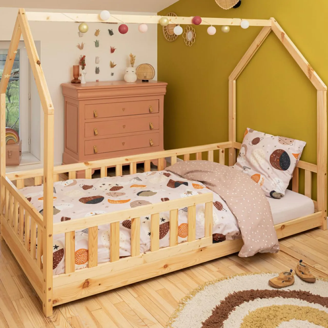 L'effet papillon Housse de couette et une taie enfant coton (140 x 200 cm) Sky Dream Rose Clearance