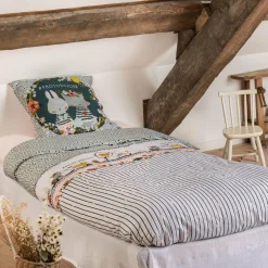 L'EFFET PAPILLON Housse de couette et une taie enfant coton (140 x 200 cm) Jardinage Multicolore Discount