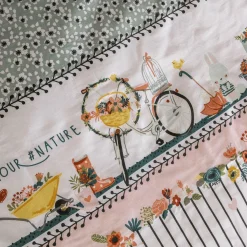 L'EFFET PAPILLON Housse de couette et une taie enfant coton (140 x 200 cm) Jardinage Multicolore Discount