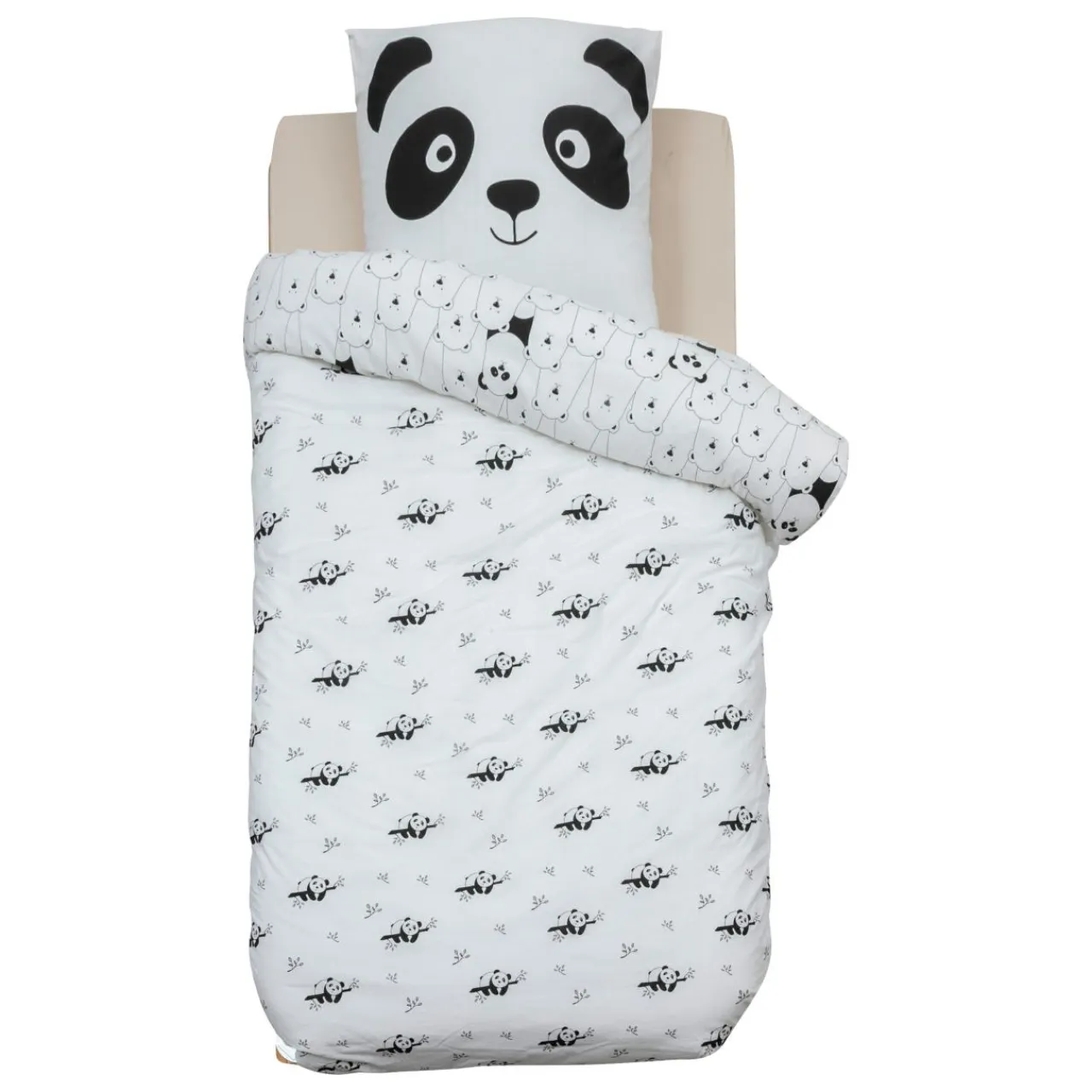 Atmosphera cru017dateur d'intu017drieur for kids Housse de couette et une taie enfant coton (140 x 200 cm) Panda e Noir Best