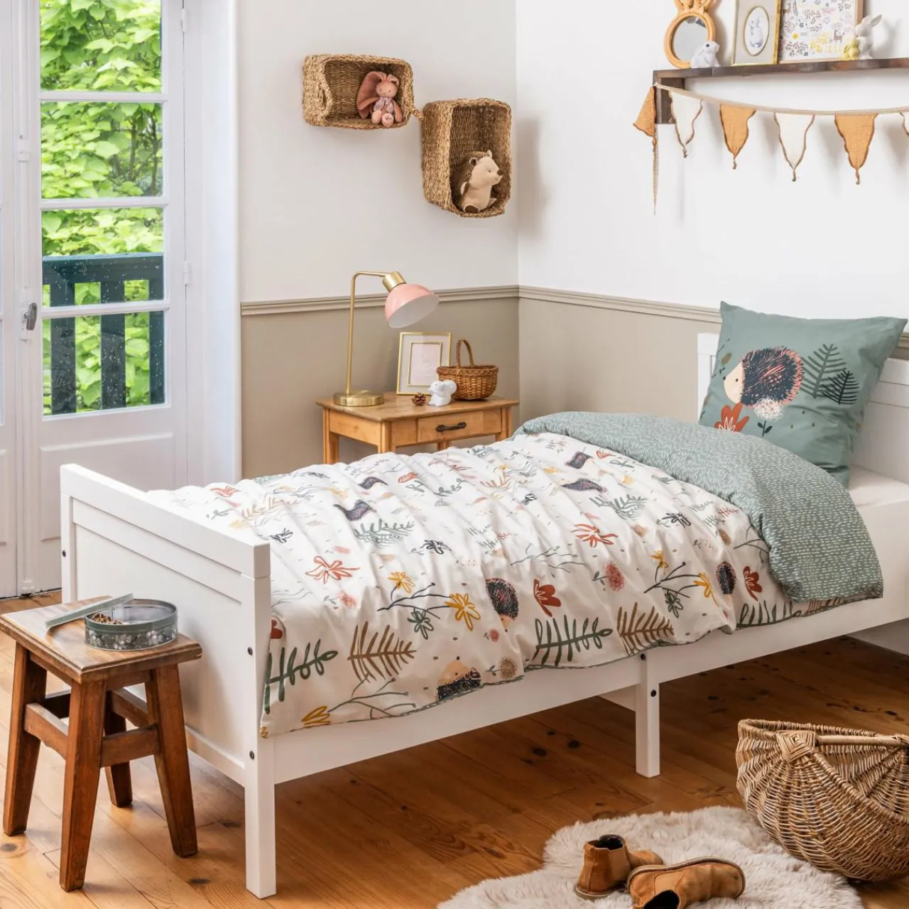 L'EFFET PAPILLON Housse de couette et une taie enfant coton (140 x 200 cm) Polisson Multicolore Sale