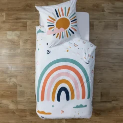 ATMOSPHERA Housse de couette et une taie enfant coton (140 x 200 cm) Arc-en-ciel Multicolore Clearance