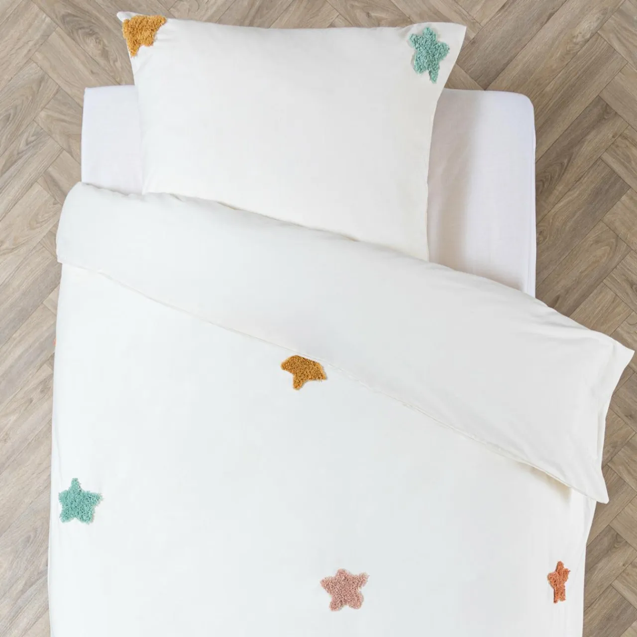 Atmosphera createur d'interieur for kids Housse de couette et une taie enfant coton (140 x 200 cm) Etoile Multicolore New