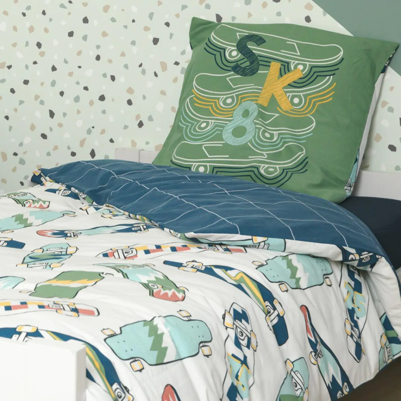 l'Effet Papillon Housse de couette et une taie enfant coton (140 x 200 cm) California Bleu Clearance
