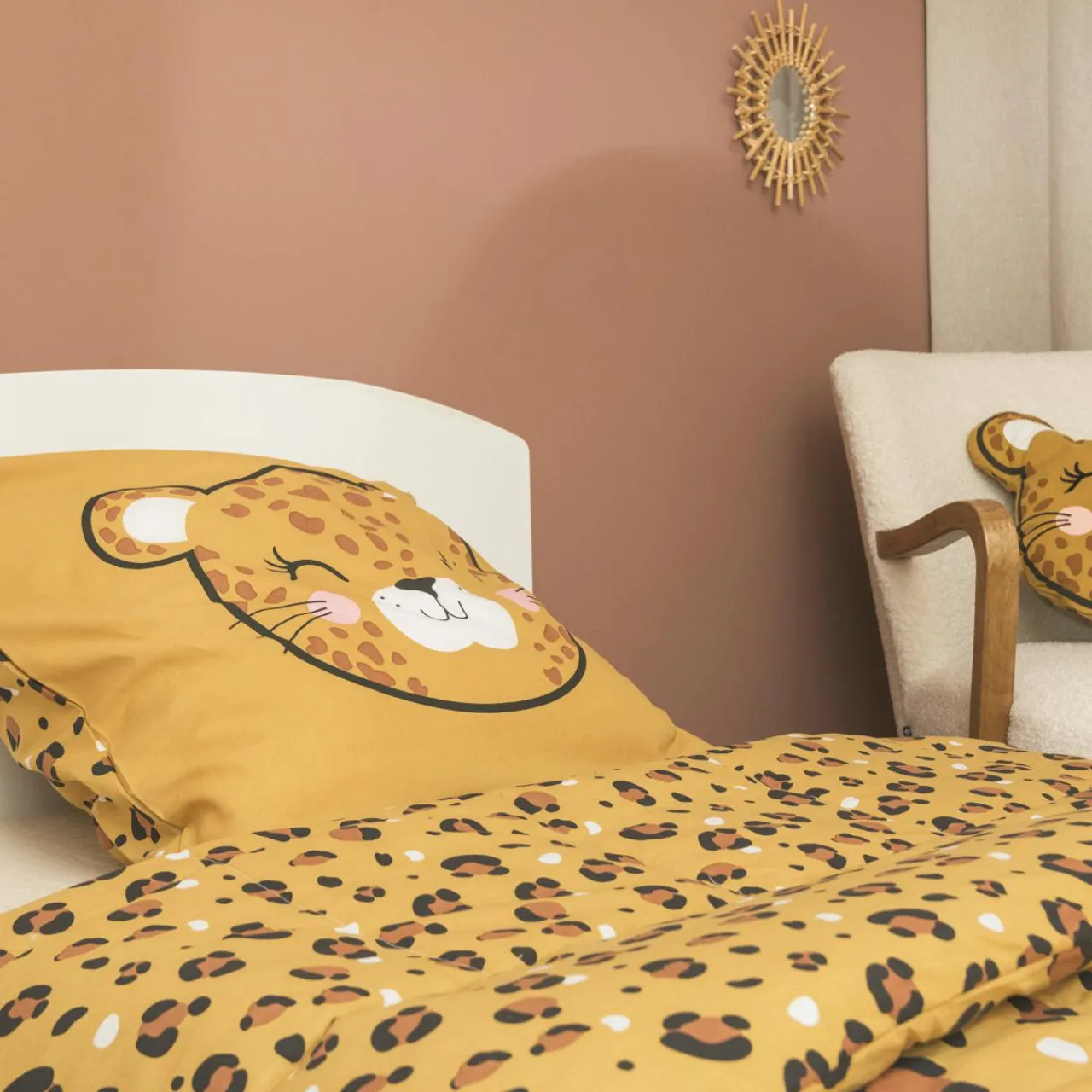 l'Effet Papillon Housse de couette et une taie enfant coton (140 x 200 cm) Lola Caramel New