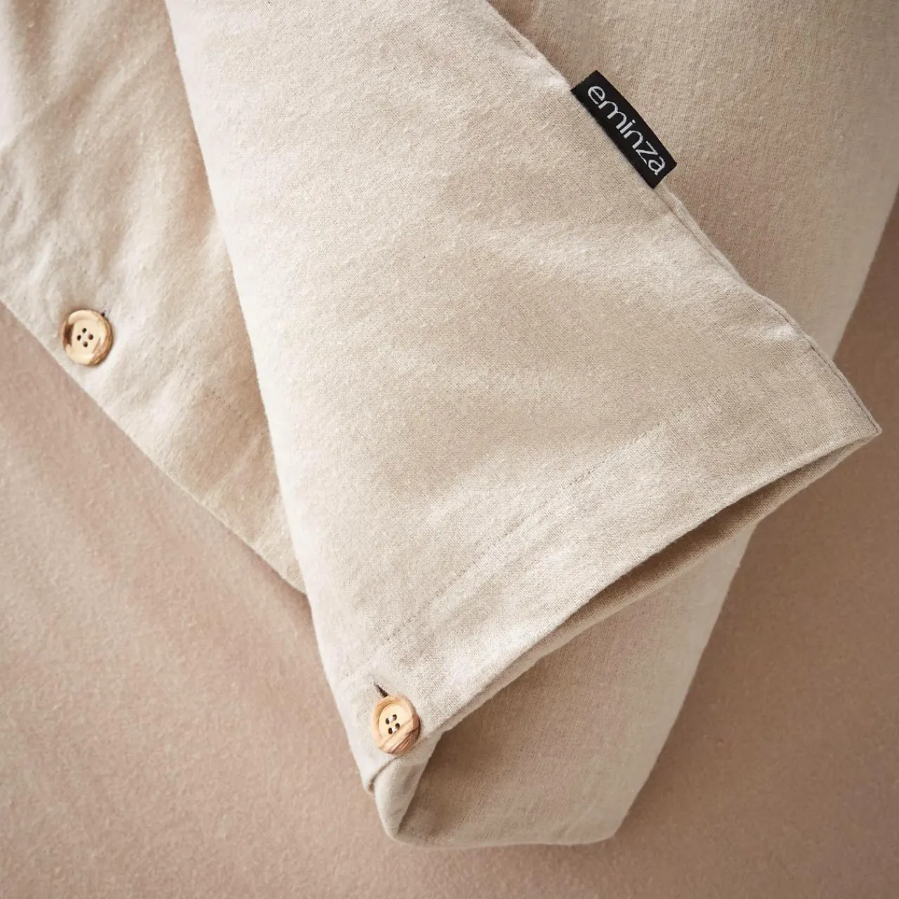 EMINZA Housse de couette flanelle de coton (140 x 200 cm) Nina Beige