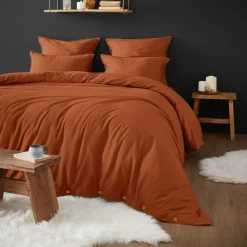 EMINZA Housse de couette flanelle de coton (240 x 220 cm) Nina Terracotta Outlet