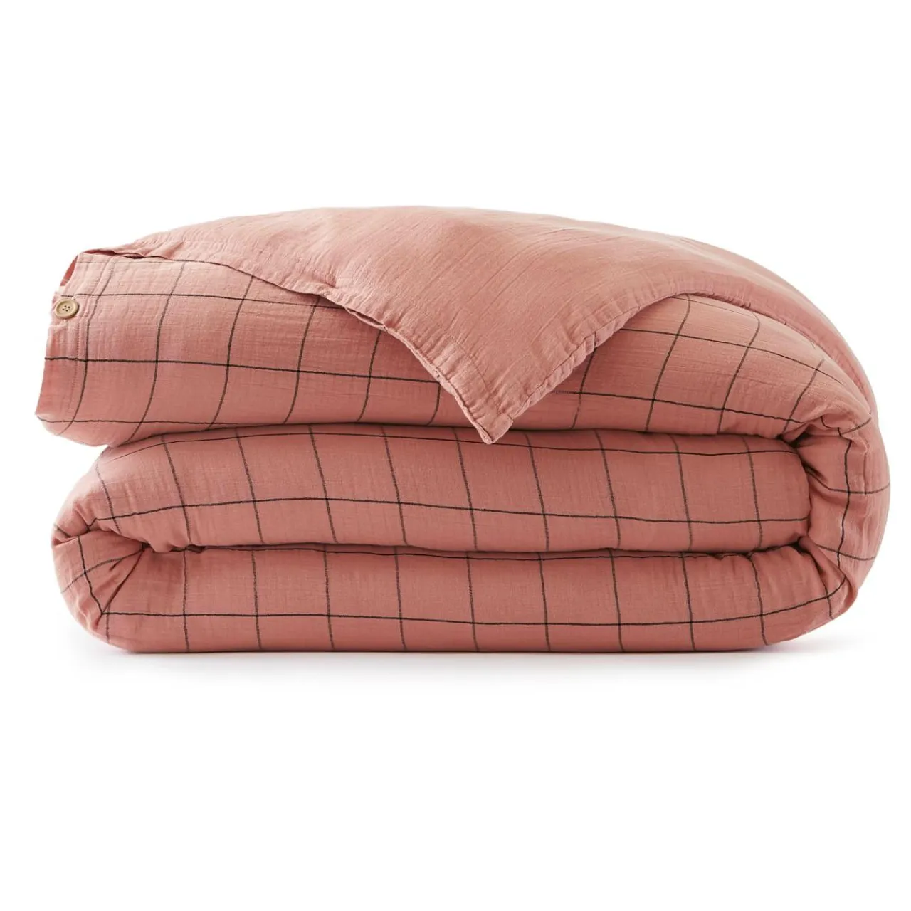EMINZA Housse de couette gaze de coton (200 x 200 cm) Gaïa Match Rose Pêche