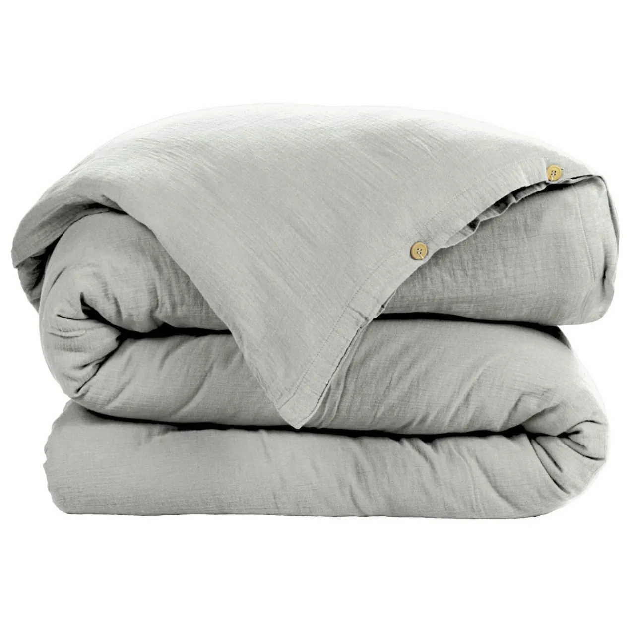 EMINZA Housse de couette gaze de coton (140 x 200 cm) Gaïa Gris nuage Gris clair