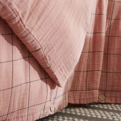 EMINZA Housse de couette gaze de coton (140 x 200 cm) Gaïa Match Rose Pêche Best