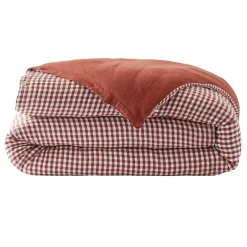 EMINZA Housse de couette gaze de coton (200 x 200 cm) Gaïa vichy Terracotta Hot