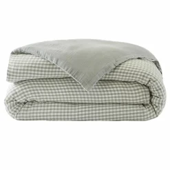 EMINZA Housse de couette gaze de coton (200 x 200 cm) Gaïa vichy Vert Eucalyptus Sale