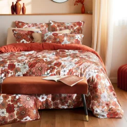 EMINZA Housse de couette gaze de coton (240 x 220 cm) Gaïa Azalée Terracotta Sale
