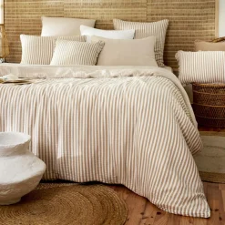 EMINZA Housse de couette gaze de coton (140 x 200 cm) Gaïa rayures Ficelle Rayure Ficelle Outlet