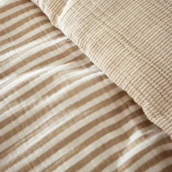 EMINZA Housse de couette gaze de coton (140 x 200 cm) Gaïa rayures Ficelle Rayure Ficelle Outlet