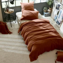EMINZA Housse de couette gaze de coton (140 x 200 cm) Gaïa Terracotta Discount