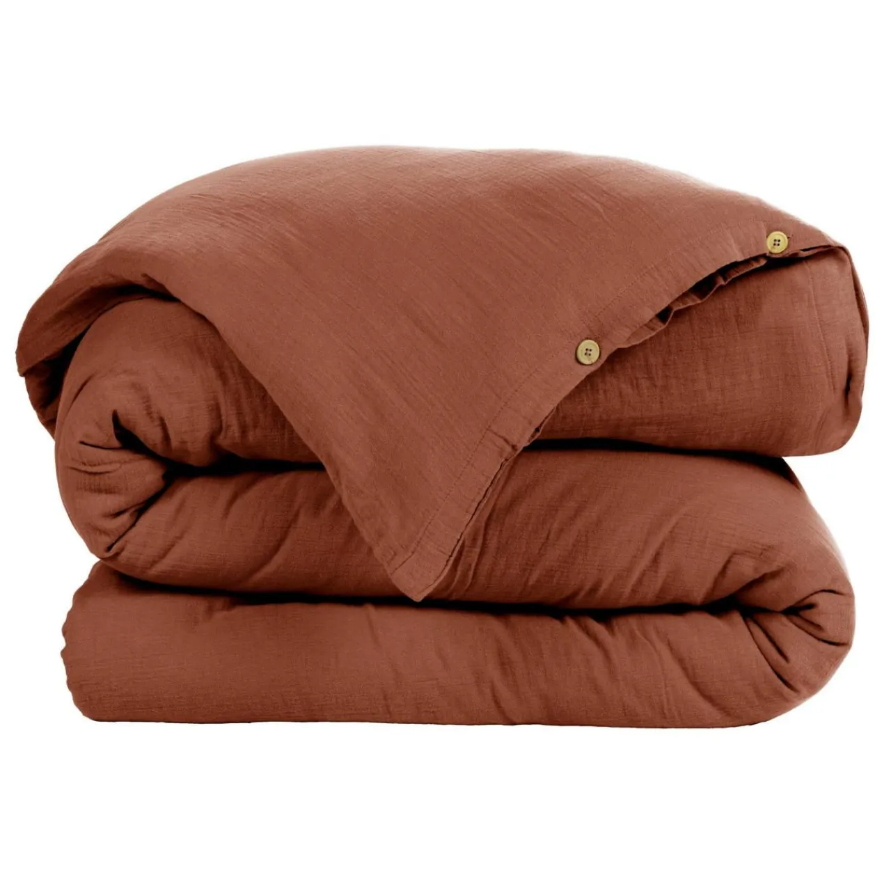 EMINZA Housse de couette gaze de coton (140 x 200 cm) Gaïa Terracotta Discount